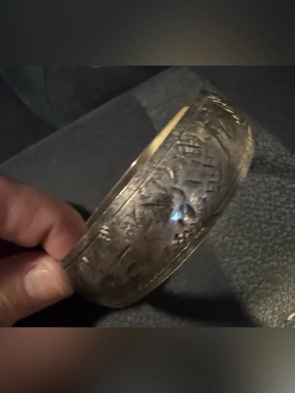 Etched Silver-Tone Bangle Bracelet
